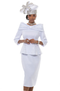 Lisa Rene Church Suit By Donna Vinci 3373-White