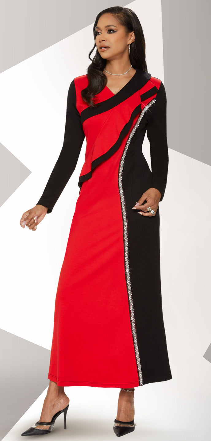 Love The Queen Dress 17486-Red/Black - Church Suits For Less