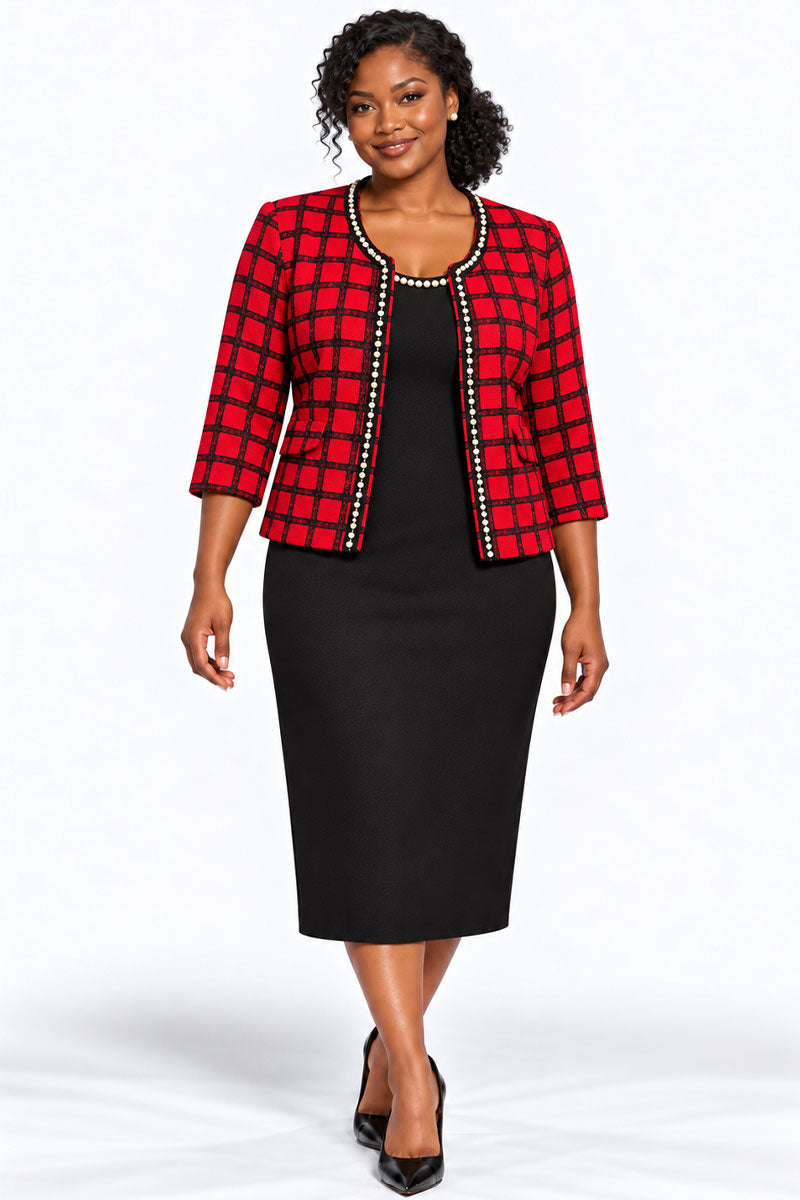 Maya Brooke Jacket Dress 28167-Red/Black
