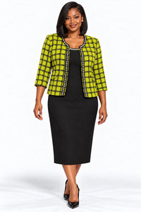 Maya Brooke Jacket Dress 29167-Kiwi/Black