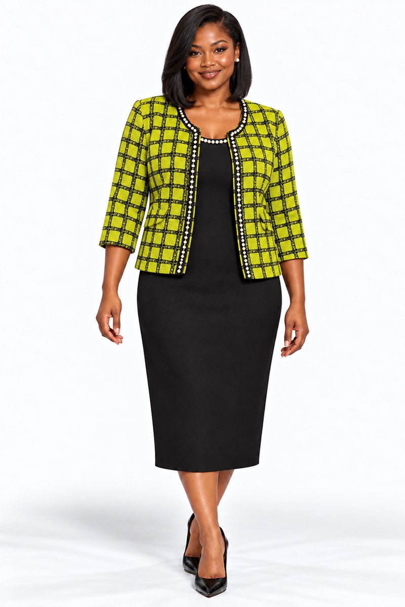 Maya Brooke Jacket Dress 29167-Kiwi/Black