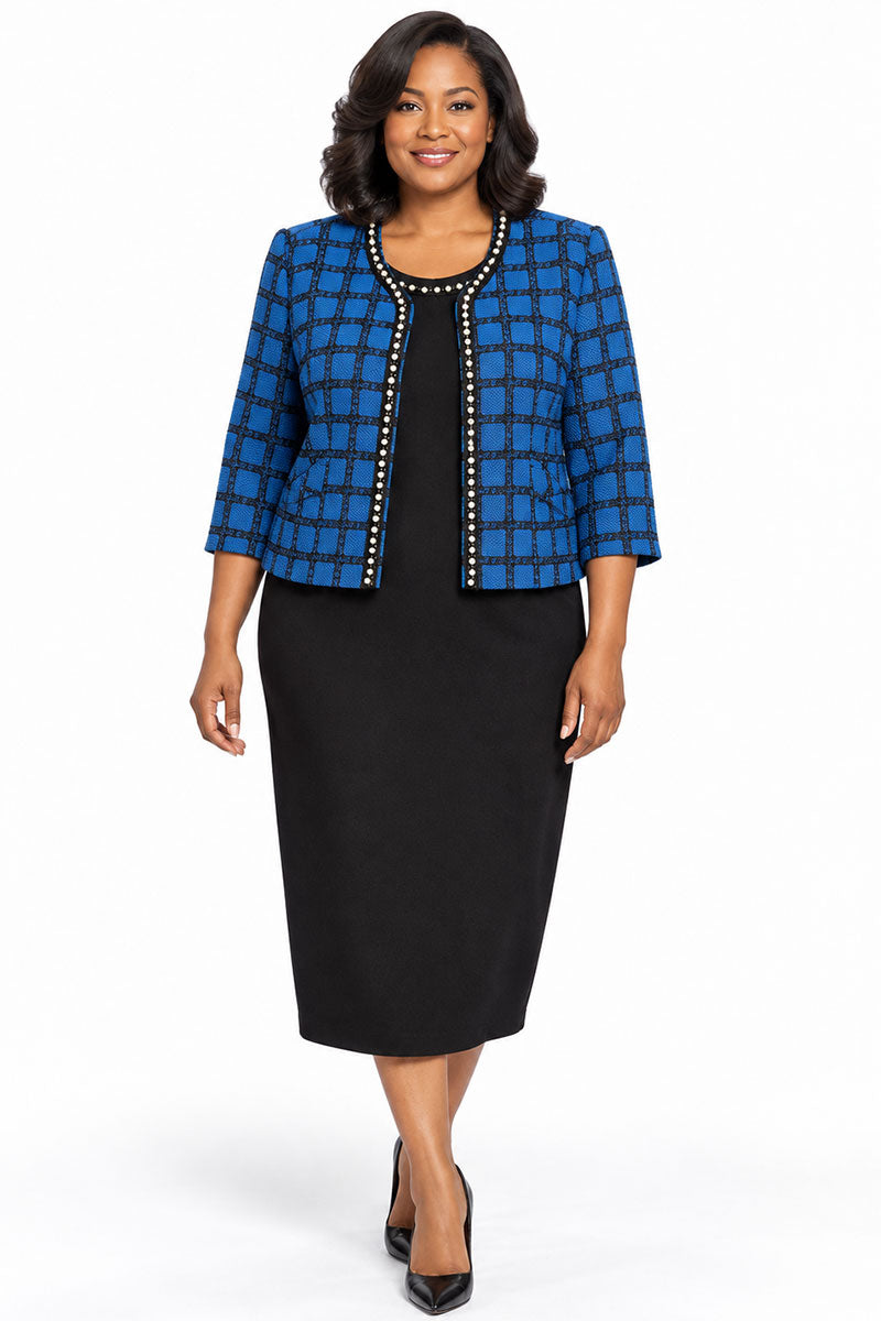 Maya Brooke Jacket Dress 4991-Wedgewood/Black