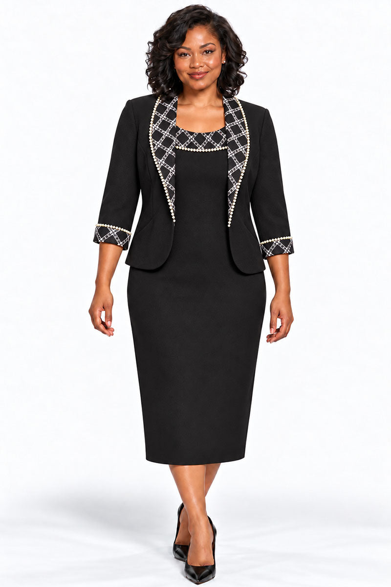 Maya Brooke Jacket Dress 5301-Black/White