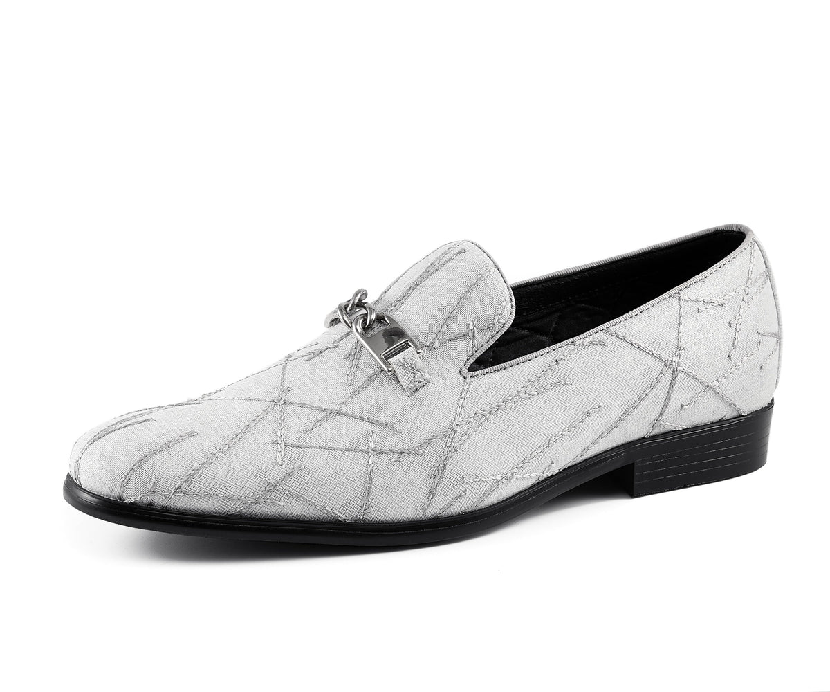 Men Dress Shoe Bow Silver