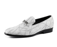 Men Dress Shoe Bow Silver