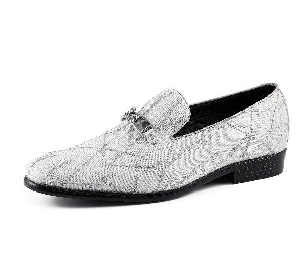 Men Dress Shoe Bow Silver