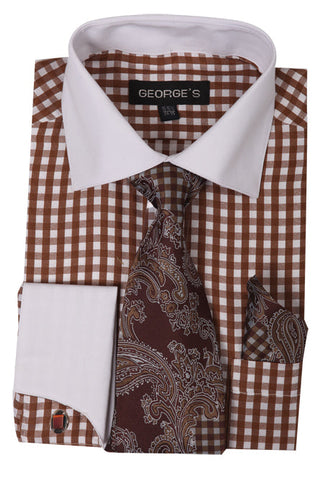 Milano Moda Men Shirt AH615C-Brown - Church Suits For Less