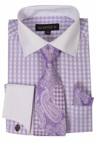 Milano Moda Men Shirt AH615C-Lavender - Church Suits For Less