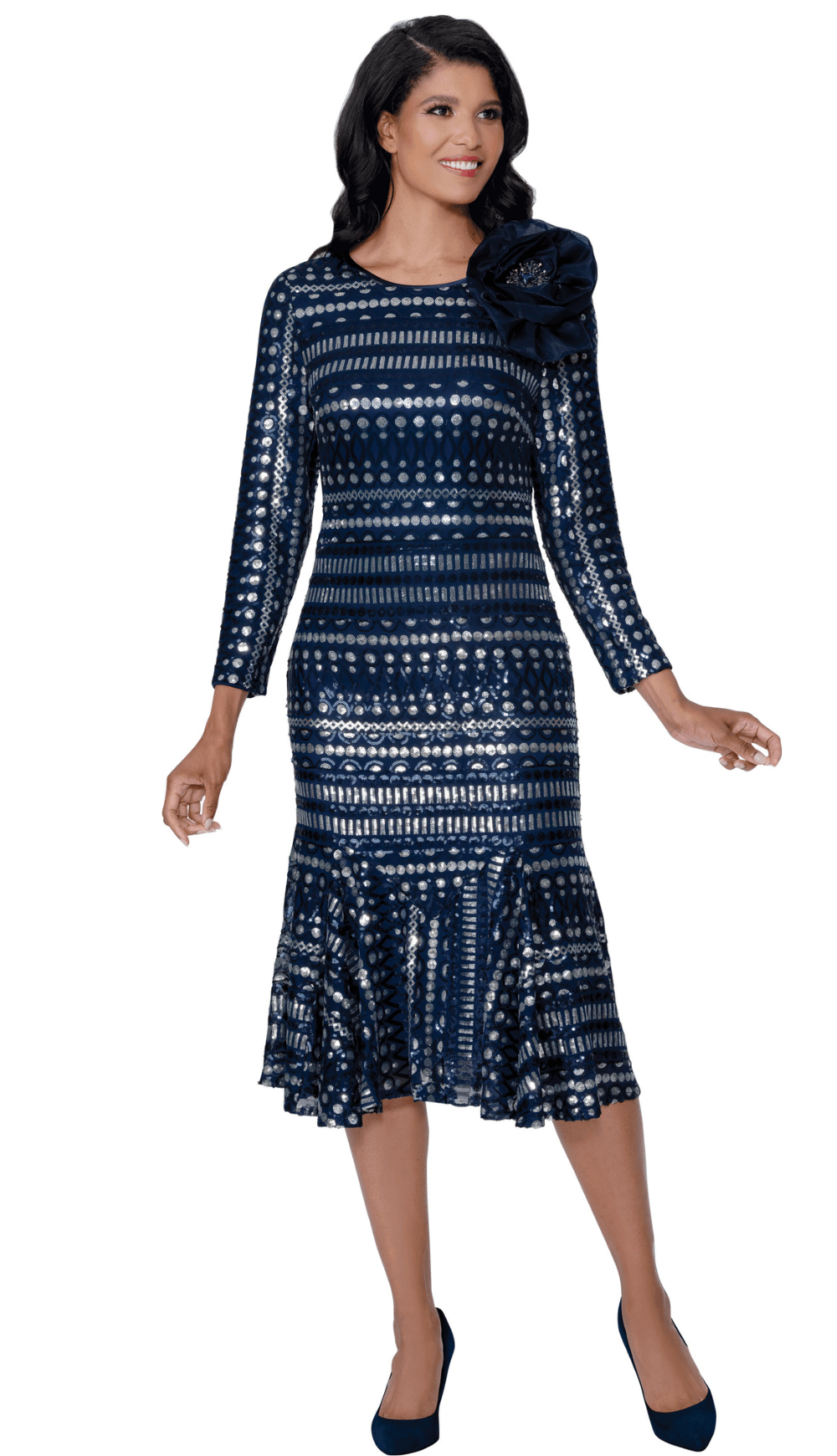 Navy Church Dress 100621