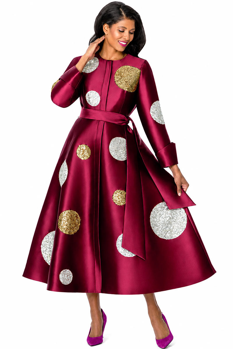 Church Dress by Nubiano 101041-Burgundy