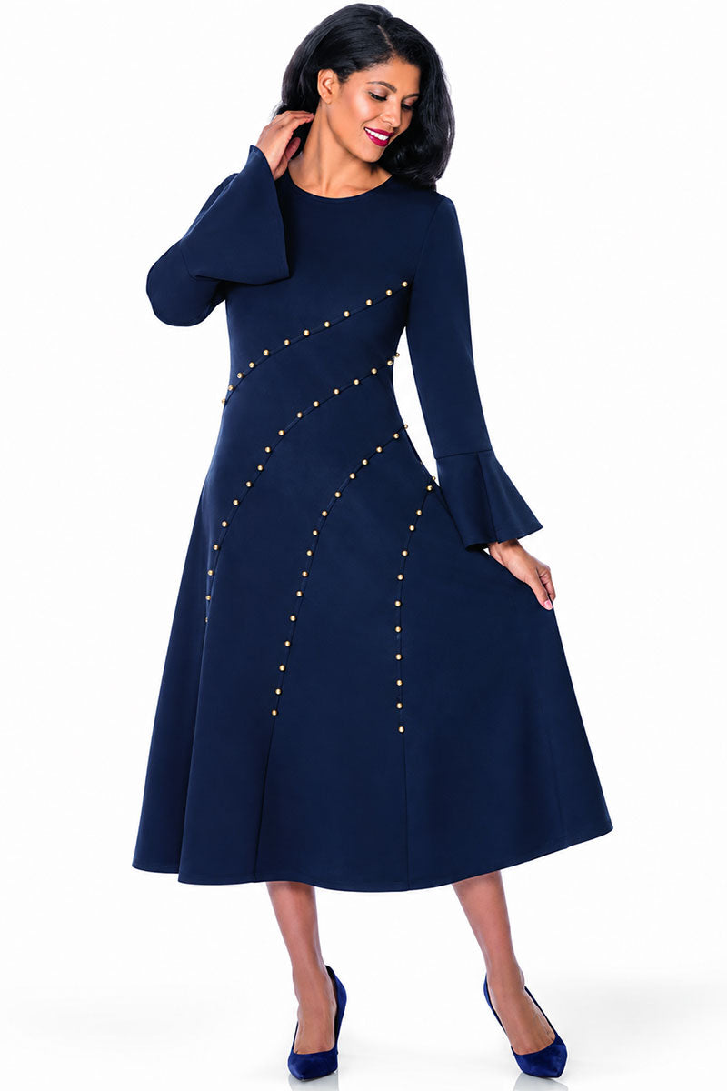 Church Dress by Nubiano 101251-Navy
