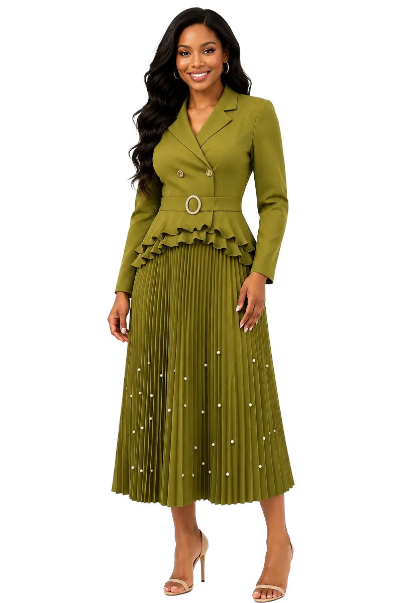 For Her By Tally Taylor Pleated Skirt Set – 83457-Lemon