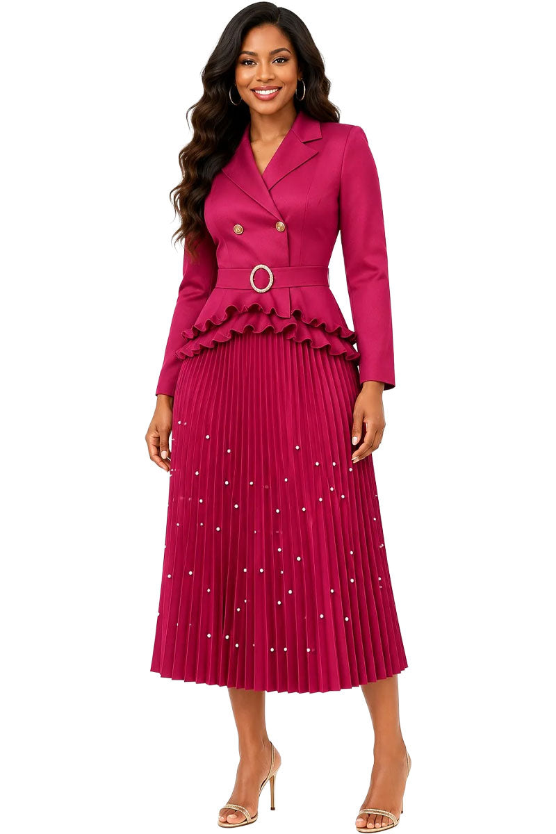 For Her By Tally Taylor Pleated Skirt Set – 83457-Rose