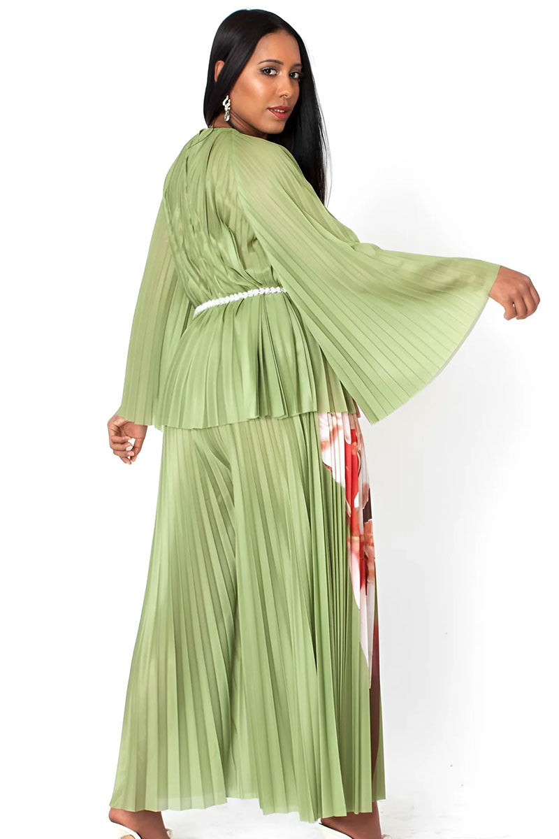 Wide-Leg Pantset 82907-Olive