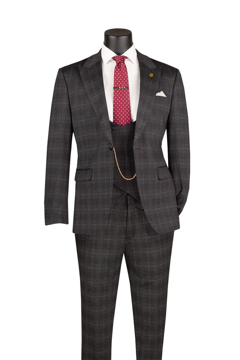 Slim Fit Men Suit SV1W-1 BLACK