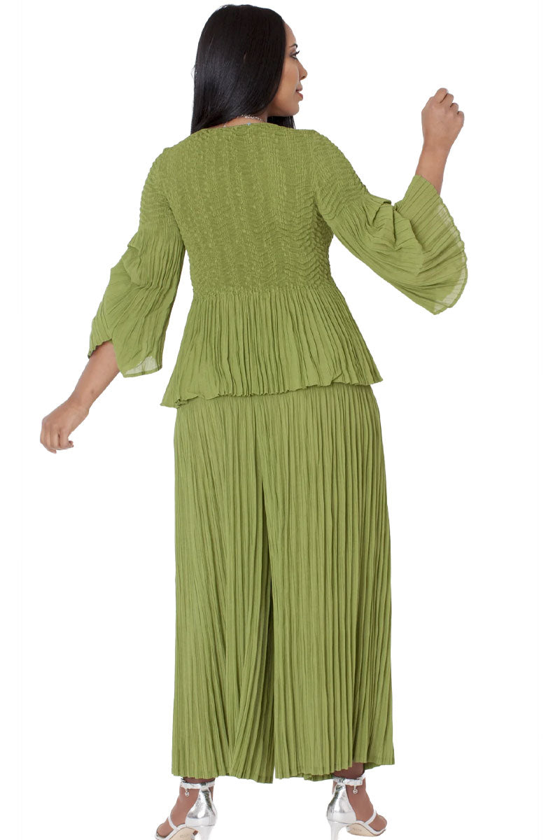 Sleeve Pleated Pantset 82909-Olive