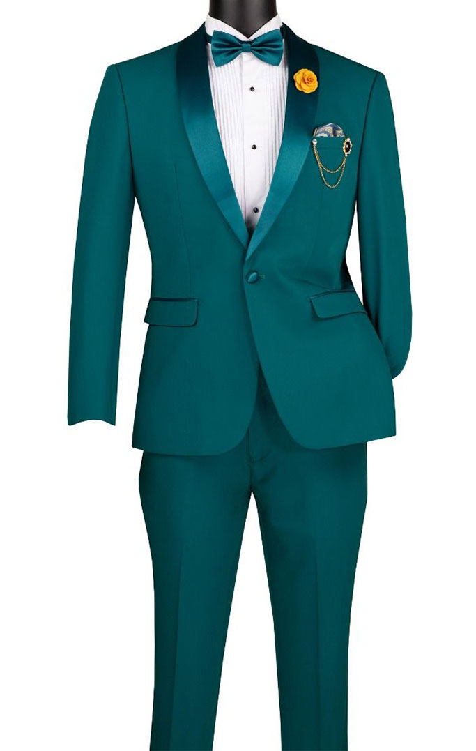 Slim Fit Vinci Men Suit TSS-2-Teal
