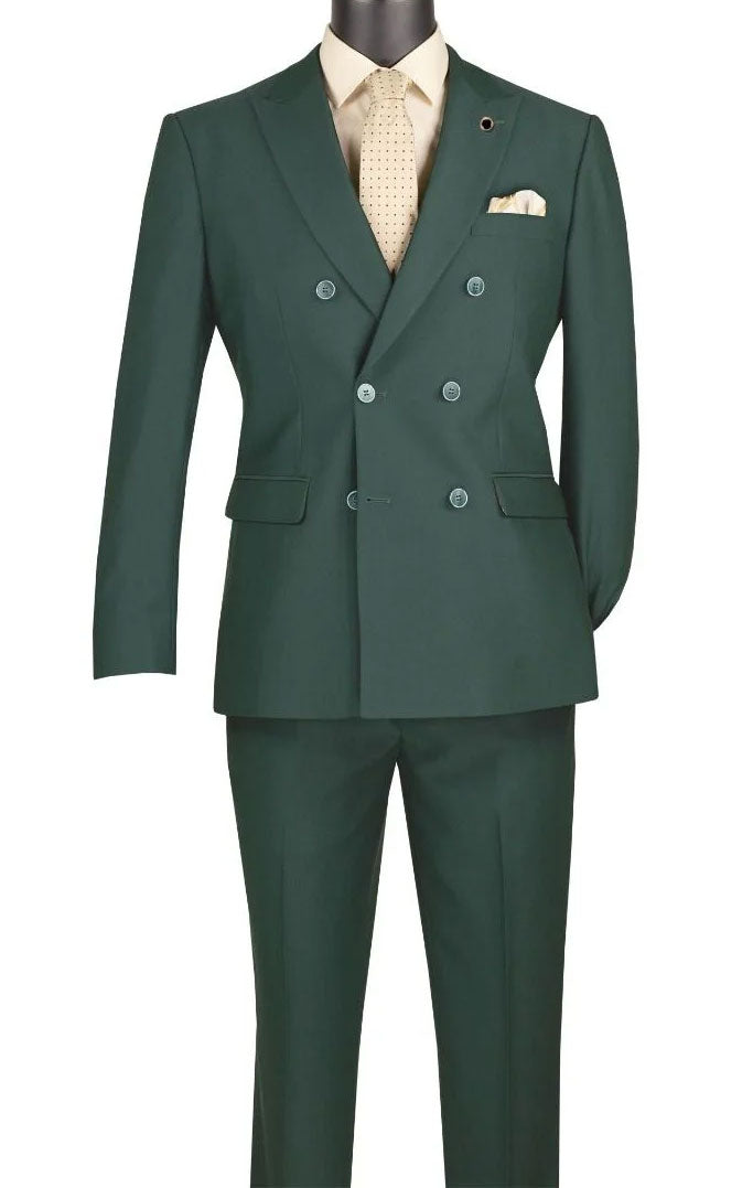 Double Breasted Slim Fit Men Suit SDB-1-Hunter Green