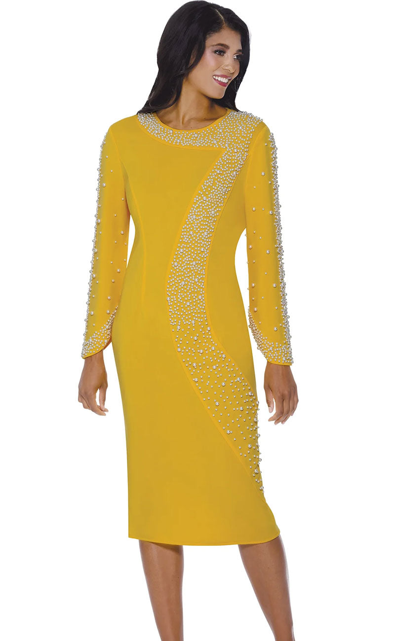 Stellar Looks Church Dress 600551C-Gold - Church Suits For Less