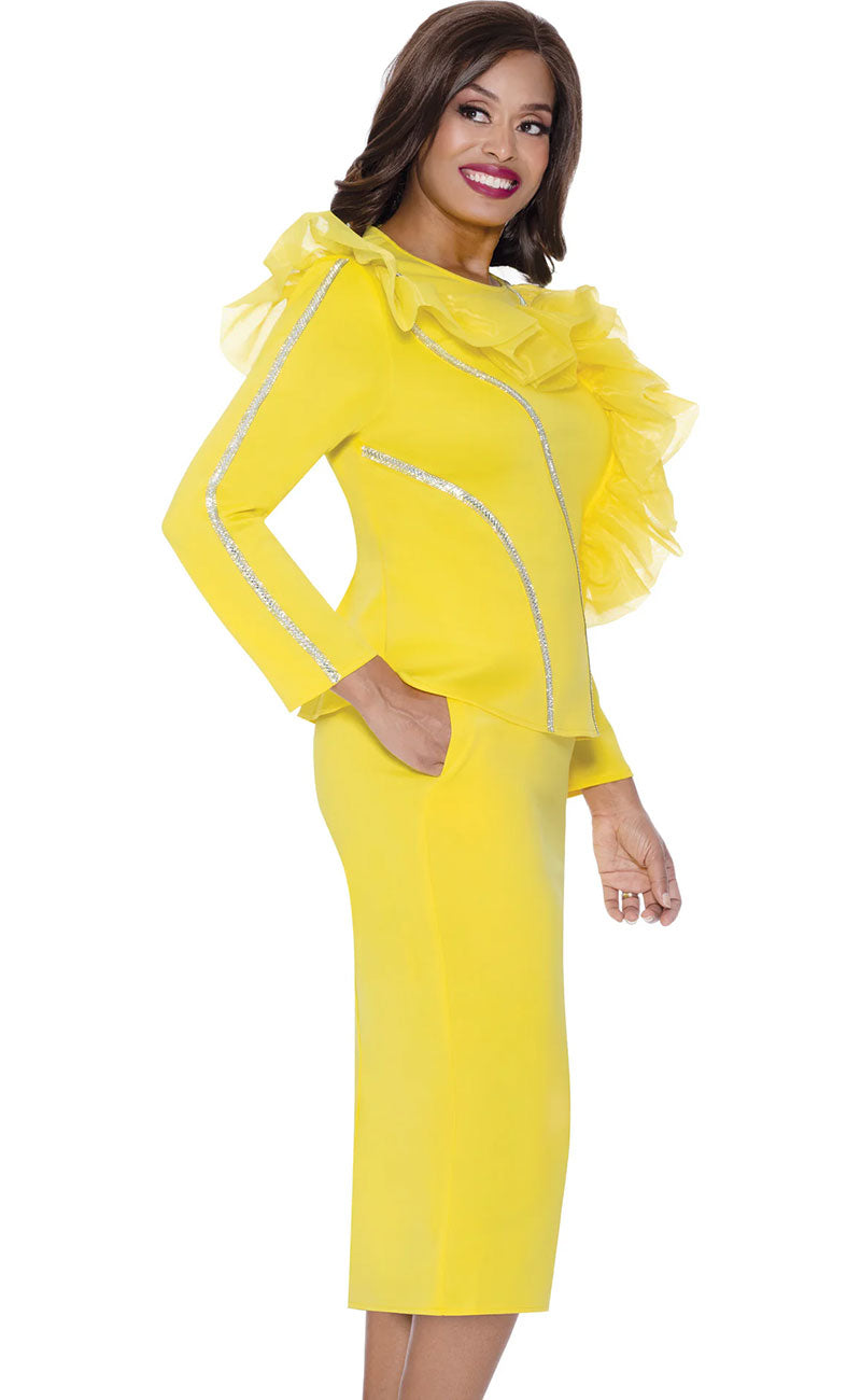Stellar Looks Church Suit 600542-Yellow - Church Suits For Less