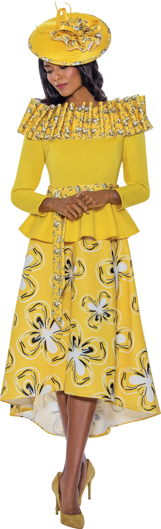 Stellar Looks Skirt Suit 1502C-Yellow - Church Suits For Less