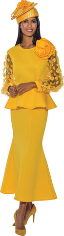 Stellar Looks Skirt Suit 1552-Yellow - Church Suits For Less