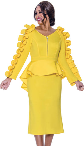 Stellar Looks Skirt Suit 1771C-Yellow - Church Suits For Less