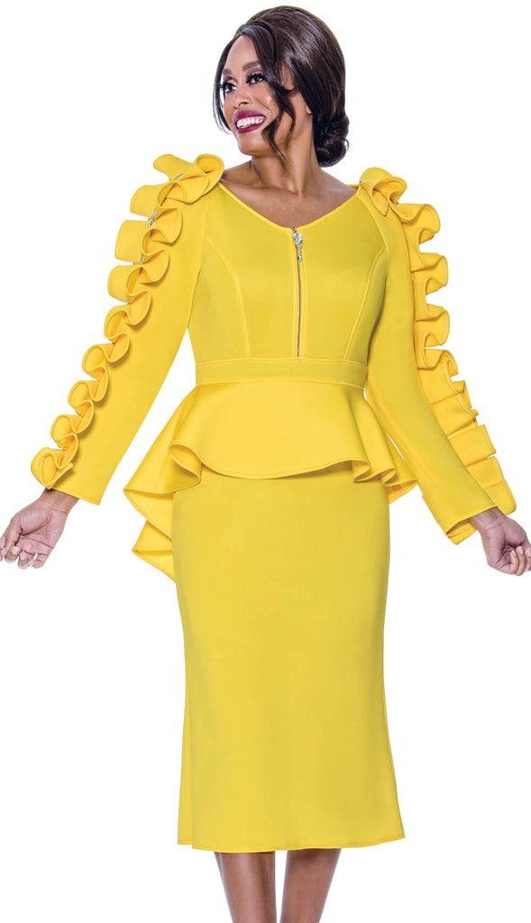 Stellar Looks Skirt Suit 1771-Yellow - Church Suits For Less