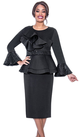 Stellar Looks Skirt Suit 1881-Black - Church Suits For Less