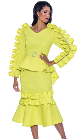 Stellar Looks Skirt Suit 1911-Lime - Church Suits For Less