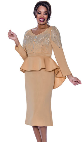 Stellar Looks Skirt Suit 1961-Champagne - Church Suits For Less
