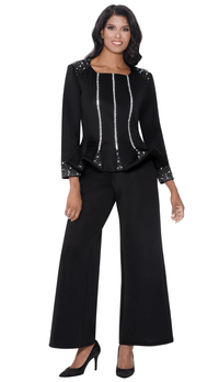 Stellar Looks Pant Suit 600472-Black - Church Suits For Less