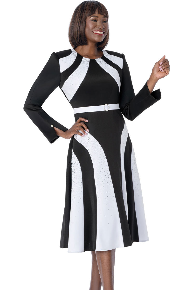 Susanna Church Dress 3010-Black/White