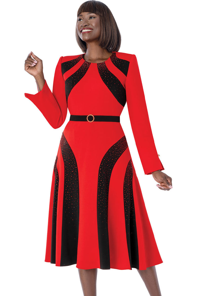 Susanna Church Dress 3010-Red/Black