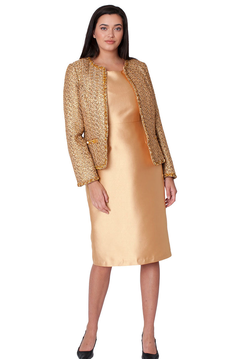 gold church dress Metallic Jacket Set Size:15.5