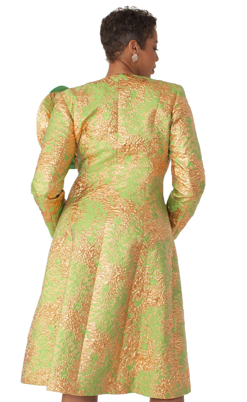 Tally Taylor Church Dress 4859-Green/Gold/Print - Church Suits For Less