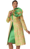 Tally Taylor Church Dress 4859-Green/Gold/Print - Church Suits For Less