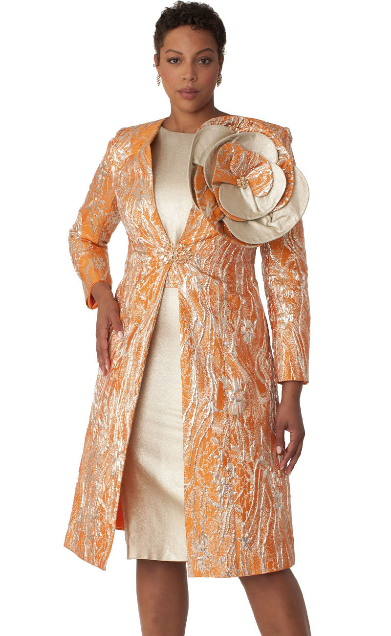 Tally Taylor Church Dress 4859-Orange/Gold - Church Suits For Less