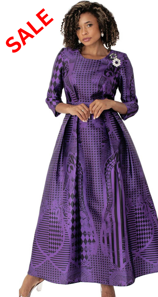 Tally Taylor Church Dress 4497-Purple/Black - Church Suits For Less