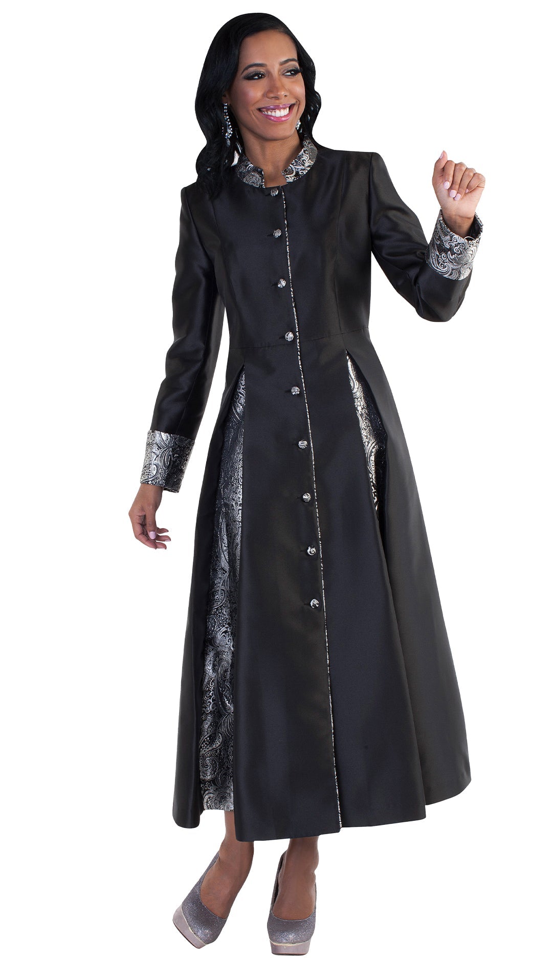 Tally Taylor Robe 4544C-Black/Silver - Church Suits For Less
