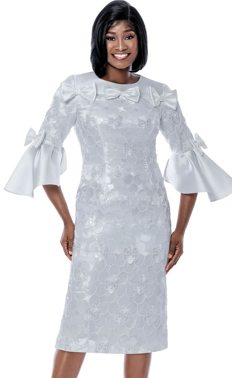 Terramina Church Dress 7279C-White - Church Suits For Less