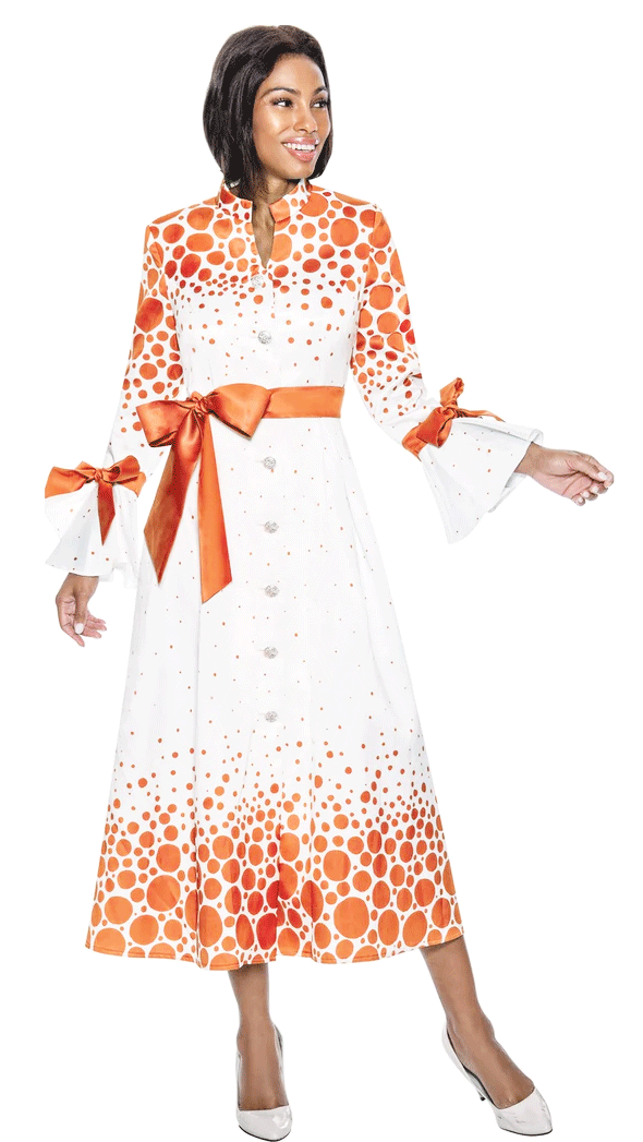 Terramina Church Dress 7072C-Orange/White