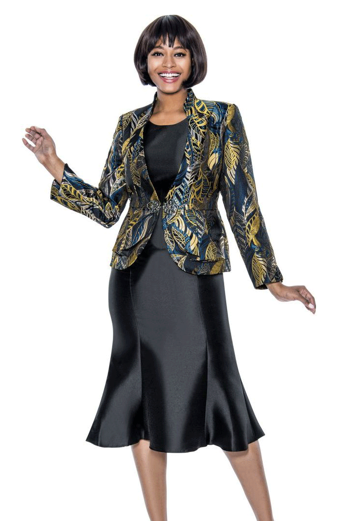 Terramina Church Suit 7022C-Black/Multi