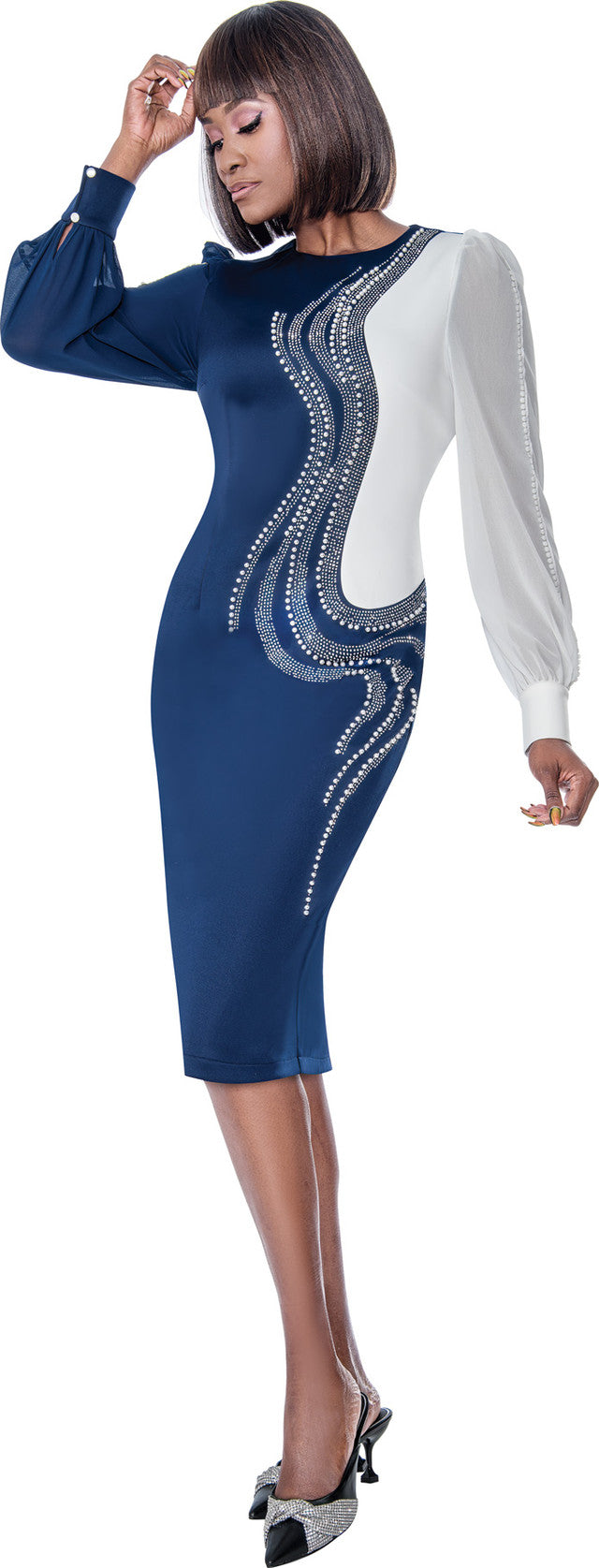 Terramina Church Dress 7159C-Navy - Church Suits For Less