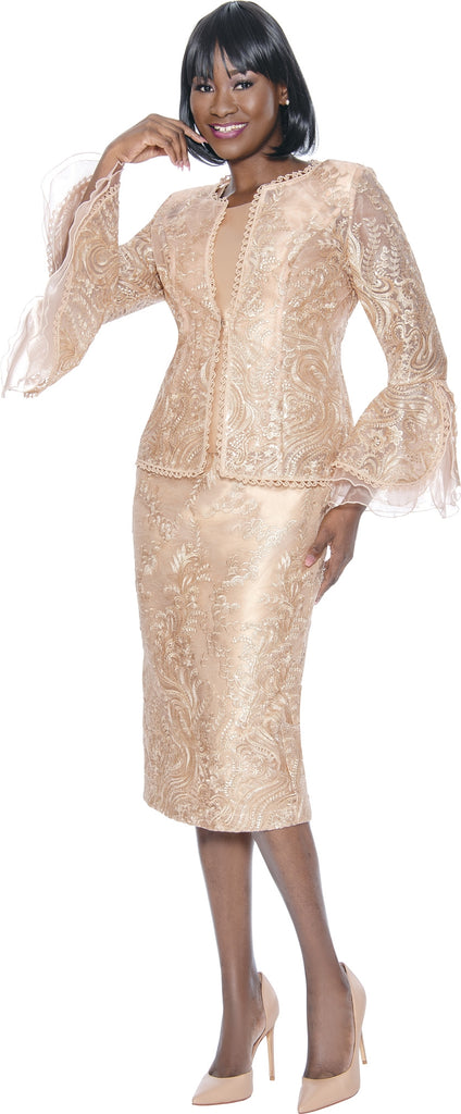 Terramina Church Suit 7098-Champagne - Church Suits For Less