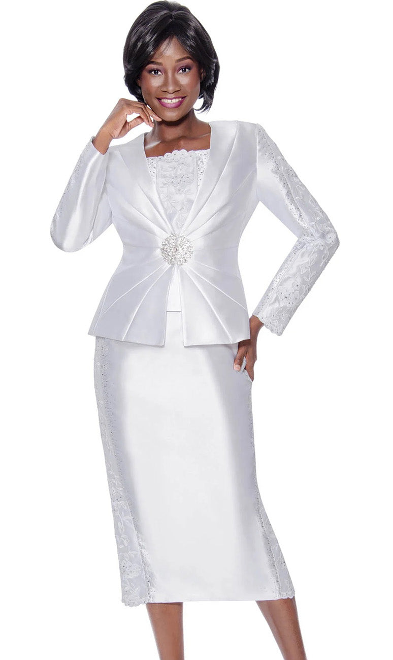 Terramina Church Suit 7145-White - Church Suits For Less