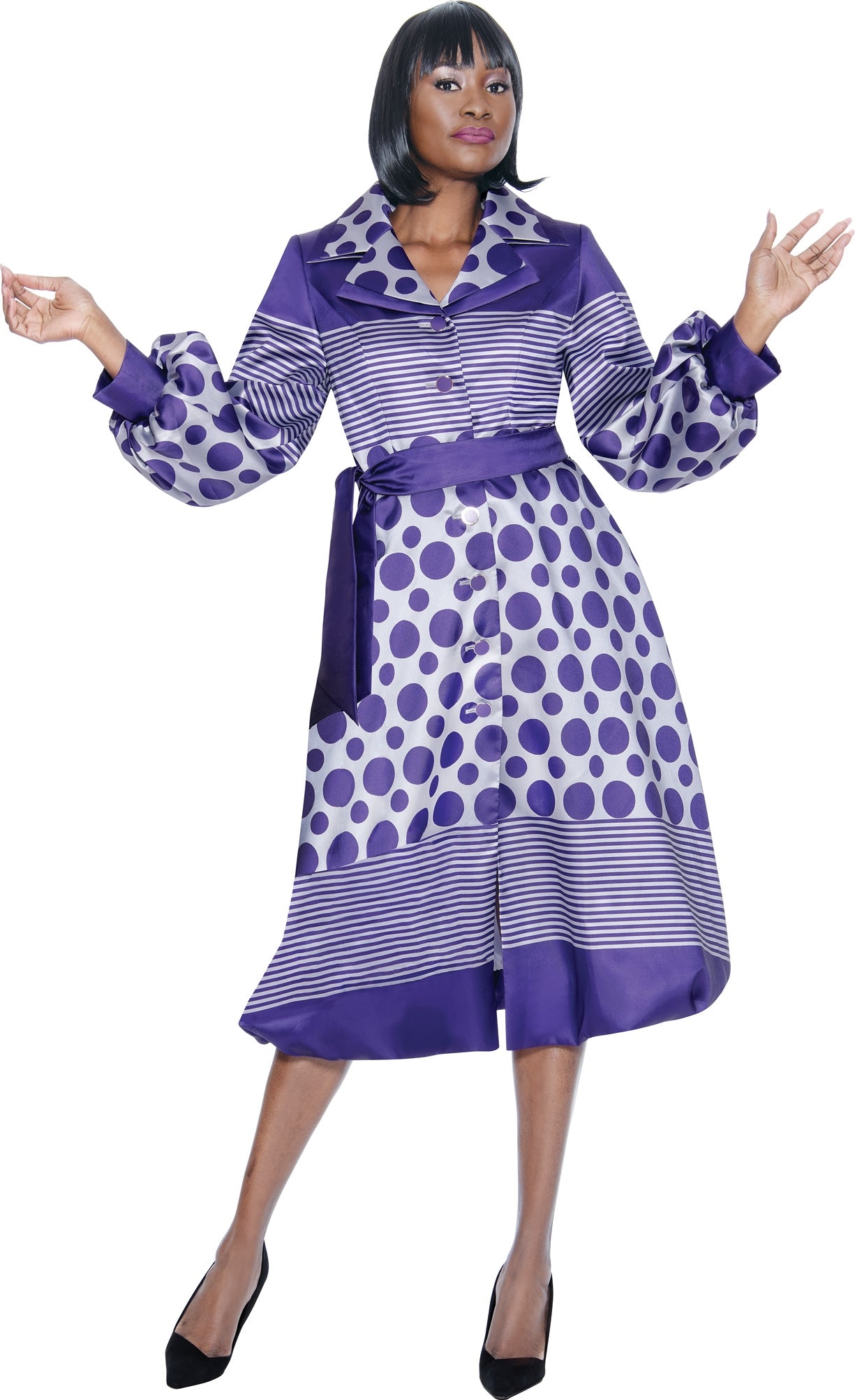 Terramina Church Dress 7052-Purple/White - Church Suits For Less