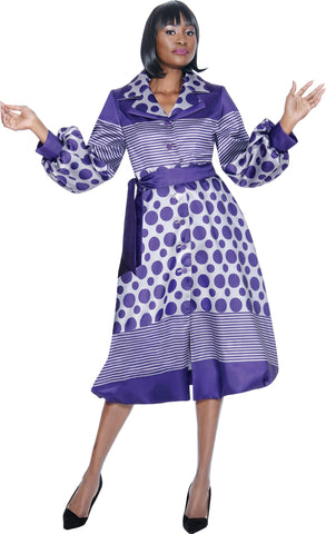 Terramina Church Dress 7052-Purple/White