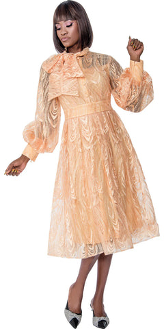 Terramina Church Dress 7155-Peach - Church Suits For Less