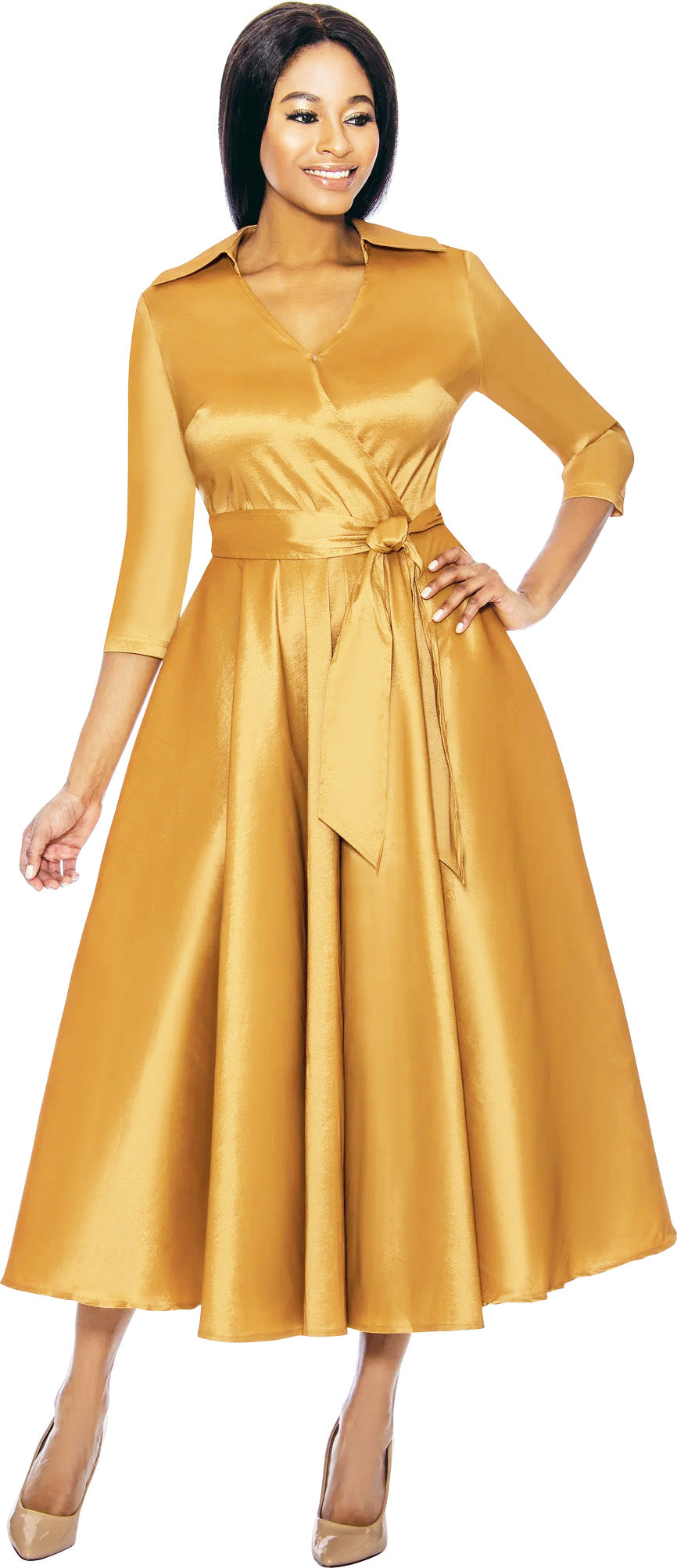 Terramina Church Dress 7869C-Gold - Church Suits For Less